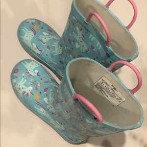 Unicorn Rain Boots with Pink Pulls size 13/1